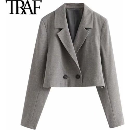 ZHENBAILI Za Woman 2021 Traf Suit Fashion Office Blazers Long sleeve Short Coat +High waist Skirt Female Casual 2 Pie Sets