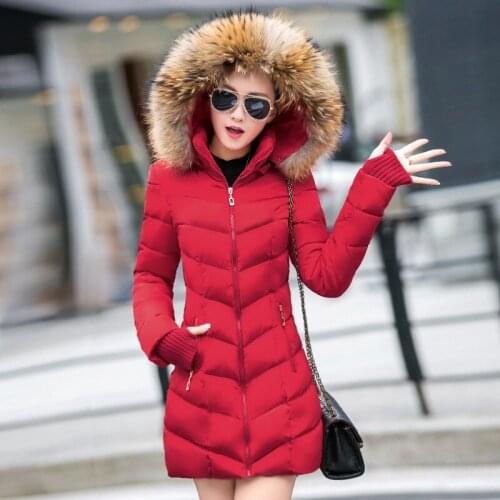 2021 Large Size S-3XL Womens Winter Cotton Coat Detachable fur collar Jacket Female Thicken Warm Hooded Outwear Parkas