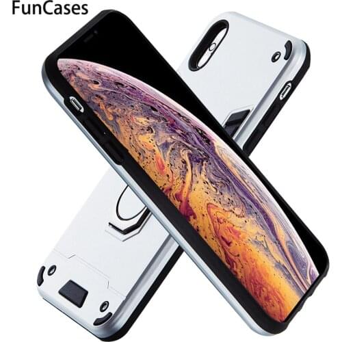 Hard Magnetic Ring Armor Glitter Cases For para iPhone X Max Coque Positivo PC + TPU Protector sFor Estuche iPhone case XS Max