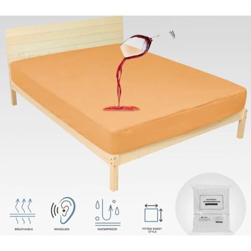 Waterproof Bed Cover 1 PC Solid Color Mattress Protector for Bed Wetting Breathable Anti-mite Mattress Pad Cover Black Grey Navy