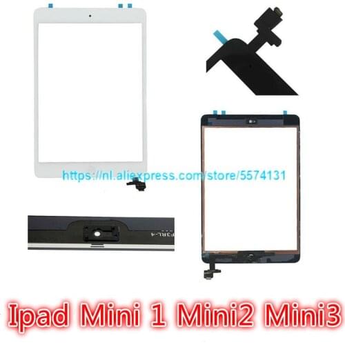 1Pcs Voor Ipad Mini1 Mini2A1432 A1454 A1455 A1489 A1490 A1491Touch Screen Digitizer Sensor + Ic chip Connector Flex + Key Button