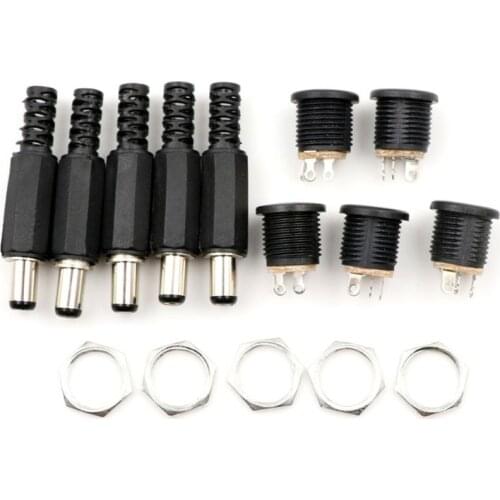 10 pcs 12V 3A Plastic Male Plugs + Female Socket Panel Mount Jack DC Power Connector Electrical Supplies
