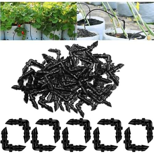 100PCS Barbed 90Degree Elbow 4/7mm Hose Tubing Connector Garden Irrigation Watering Connection Fittings 1/4 Inch Pipe Couplings