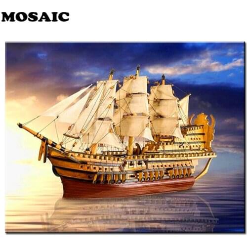 5D Diamond Embroidery Full Display Ship Picture Of Rhinestones DIY Diamond Painting boat Scenery Mosaic Home For Decoration