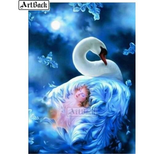 5d diamond painting girl swan pattern full square 3d animal diamond embroidery rhinestone mosaic crafts for home decoration