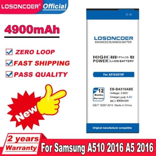 LOSONCOER 4800mAh EB-BA510ABE Replacement Battery For Samsung 2016 Edition A510 Battery SM-A510F A5100 A5 A51 A510F Batteries