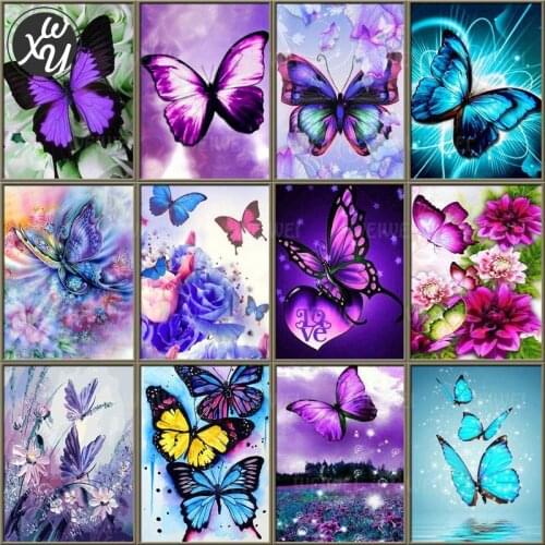 Butterfly 5D Diamond Painting Kits for Adults Purple Dancing Butterfly Diamond Painting Accessories Full Drill Cross Stitch Kits