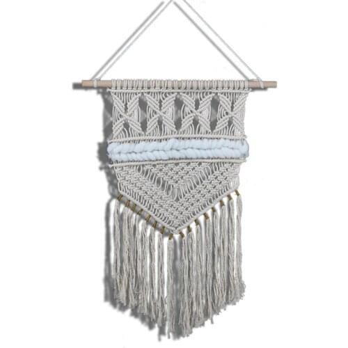 White Bohemian Macrame Handmade Knitting Cotton Tapestry for Wedding Party Festival Home Deco