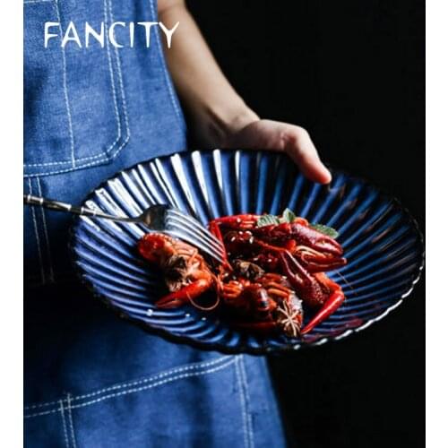 FANCITY Japanese-style household dishes, ceramic dishes, creative dishes, large dishes, western dishes, dishes, steak dishes