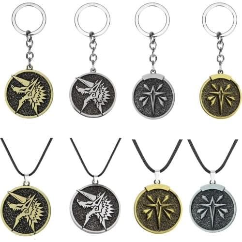 Monster Hunter Keychain Necklace Hot Game Steam Game Chain Necklace брелок для ключей Keyring Cool Anime Chains And Necklaces