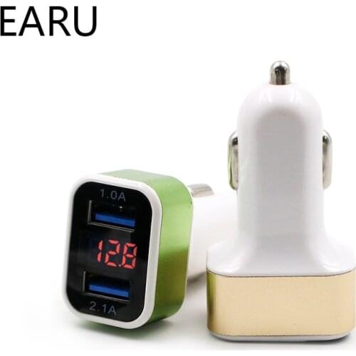 Digital DC Voltmeter Dual USB Port Car Charger for iPhone iPad Charging Adapter 2.1A Car-charger Double USB Voltage Detector