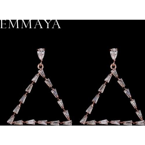 EMMAYA Fashion Exquisite Triangle Piercing Stud Zircon Ear Stud Earrings for Women Female Jewelry Gifts Freeship