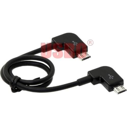 High quality double 90 degree Elbow cable black 0.3M Micro USB male to male drone remote control adapter cable