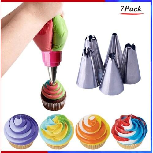 Double Two Color Silicone Icing Piping Cream Pastry Bag +5 Stainless Steel Nozzle Set DIY Cake Decorating Tools