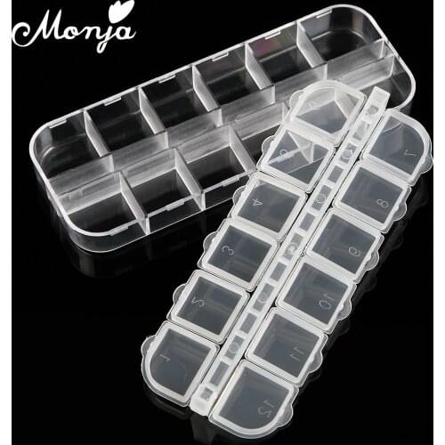 Monja Storage Box Nail Art Rhinestone Beads Accessories Plastic Empty Container Organizer Case