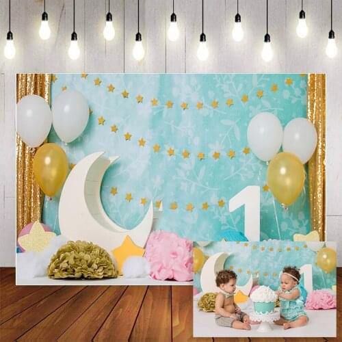 Mehofond Photography Background Baby Shower Balloon Moon Star Flower Child Birthday Party Backdrop Photocall Photo Studio
