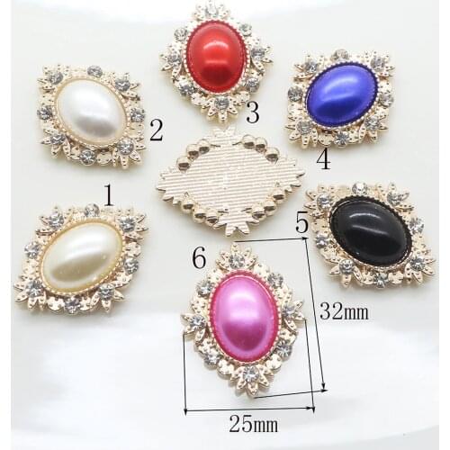 Fashion 10pc pearl rhinestone button 2017 Flower Shaped Wedding decoraation Flat back Clothing metal button DIY Accessories