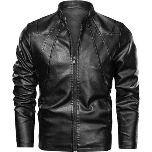 New Spring Motorcycle Leather Jackets Men Faux Leather Coat Autumn Slim Fit Thin Leather Jacket Male Clothing Black/Wine Red