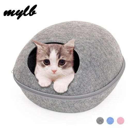 Mylb Dog Cat Bed Cave Sleeping Bag Zipper Egg Shape Felt Cloth Pet House Nest Cat Basket Products for Cats Animals Supplies