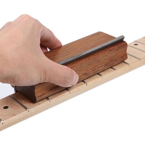 2 In 1 Guitar Merbau wood Crowning End Bevel-Flush Files Tool 35° 90° Degree Angled Steel Fine Fret File Guitarra Luthier Tool