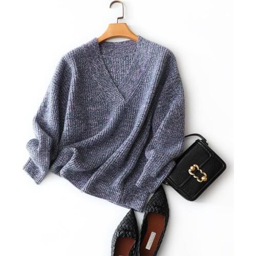 New styles winter womens v neck pullover fancy soft quality 100% cashmere sweater women