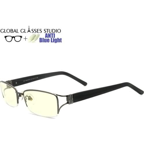 New Anti blue light blocking metal glasses optical glasses black men computer glasses RM00609-C5