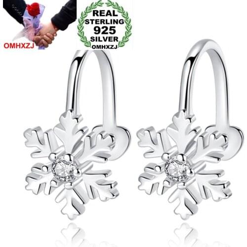 OMHXZJ Wholesale Personality Fashion OL Woman Girl Party Wedding Gift White Snowflake Zircon Ear Clips YS478