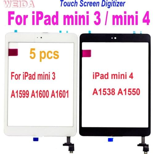 5pcs For iPad mini 3 mini3 A1599 A1600 A1601 Touch Glass for iPad mini 4 mini4 A1538 A1550 Touch Screen Digitizer Home Button