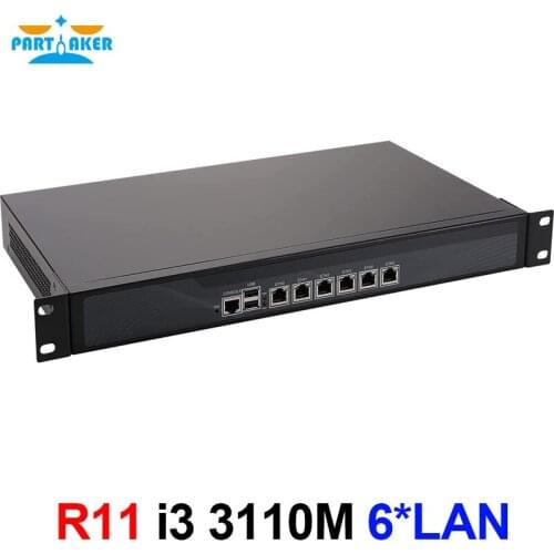 Partaker R11 Firewall Mikrotik pfSense VPN 1U Rackmount Network Security Appliance Router PC Intel Core i3 3110M 6 Intel LAN