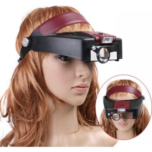 LED Headband Magnifier MG81007-A 10 X Magnifying Glass 3Lens Loupe with LED Light Jewel Repair illumination Glasses Magnifier