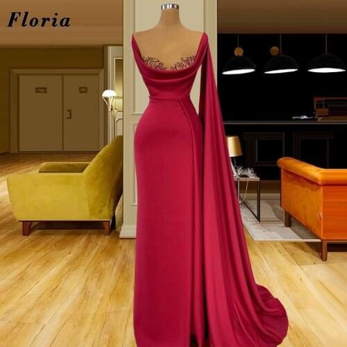 Floria One Sleeve Formal Prom Dresses With Beading 2021 Vestidos Couture Dubai Evening Dress Wedding Party Gowns For Arabic New