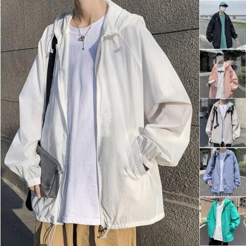 New Summer Bomber Jacket Men Casual Solid Windbreaker Zipper Thin Hooded Jackets Outwear Male Quick Dry Sun Protection Coat