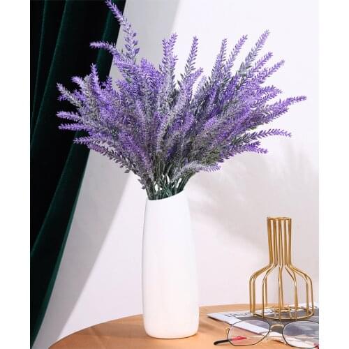 Wheat 5 Fork Flocking Artificial Lavender Pastoral Style Wedding Decoration Plants Bonsai Plastic Artificial Fake Bouquet