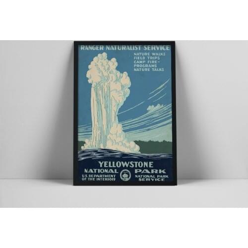 Yellowstone Vintage Travel Poster American National Park Classic Wall Art Poster Geyser Print Painting Art Living Room Decoratio