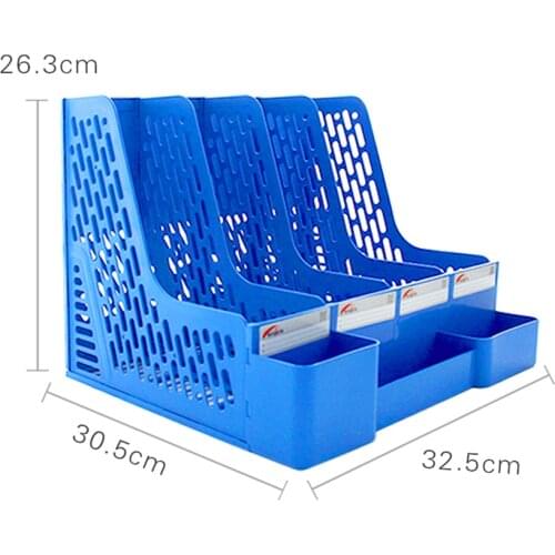 Large Capacity 4 Sections Desktop File Rack Paper Book Hold Document Tray Organizer Box With Pen Holder Shelf Office Supplies