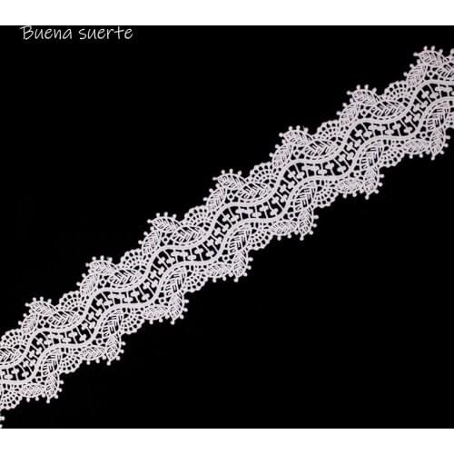 Buena Suerte High Quality Milk Silk Embroidered Lace Ribbon Sewing Applique Lace Trims Tape Wedding Party Decor Craft TM018