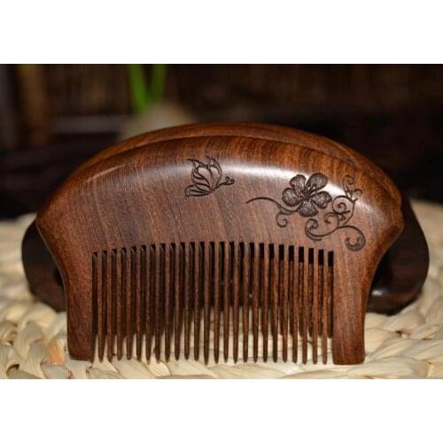 ZGTGLAD Pocket Wooden Comb Natural Gold Sandalwood Super Narrow Tooth Wood Combs Double side engraved small Comb hair