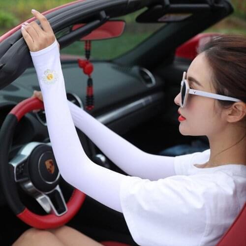 Female Small Daisy Ice Sleeve Sun Protection Sleeve Cycling Uv Protection Arm Mosquito Repellent Ice Silk Sunscreen Cool Sleeve