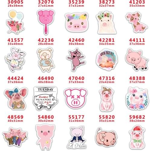 10pcs/Lot Cartoon Printed Flatback for Hair Bows Pig Planar Resin Cabochon Crafts DIY Phone Decoration PR30905