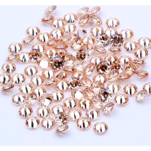 1000pcs AAAAA+ 0.8-4mm CZ Stone Round Cut Beads Champagne Color Cubic Zirconia Synthetic Gems For Jewelry
