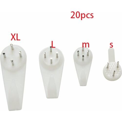 20pcs White Painting Photo Frame Hook Plastic Invisible Wall Hooks Mount Photo Picture Nail Hook Hanger Mirror Hanging Hangers