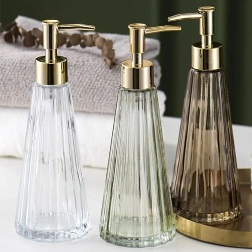 300ML Glass Bottles Unique Design Liquid Soap Dispenser Shower Gel Makeup Shampoo Bottle Hand Sanitzer Holder For Bathroom