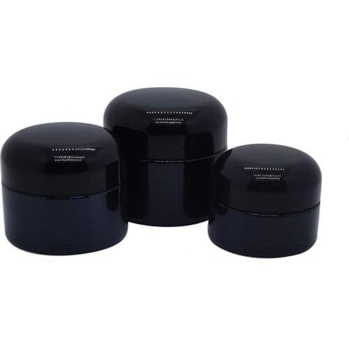 300pcs Wholesale 25g 30g 50g Natural Black Jar Skin Care Cream Jar 25ml 30ml 50ml Glass Bottle Cosmetic Jar with Black Screw Cap