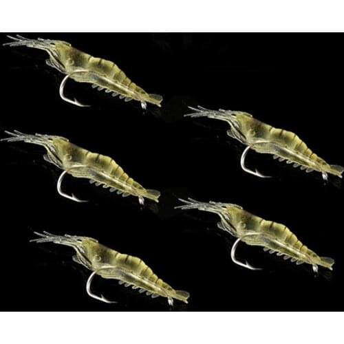 5Pcs Shrimp Fishing Lure Soft Lightweight Faux Vivid Shrimp Prawn Bait Hook Fishing Gear Fishing Tools Fishing Lure