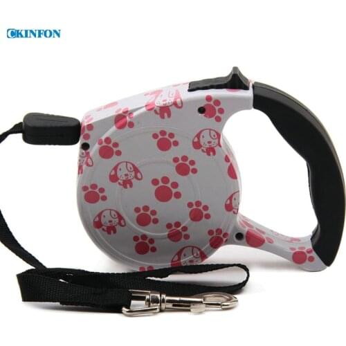 50Pcs/Lot Automatic Retractable Pet Traction Rope Pet Telescopic Traction With Pink Footprints 4.5M