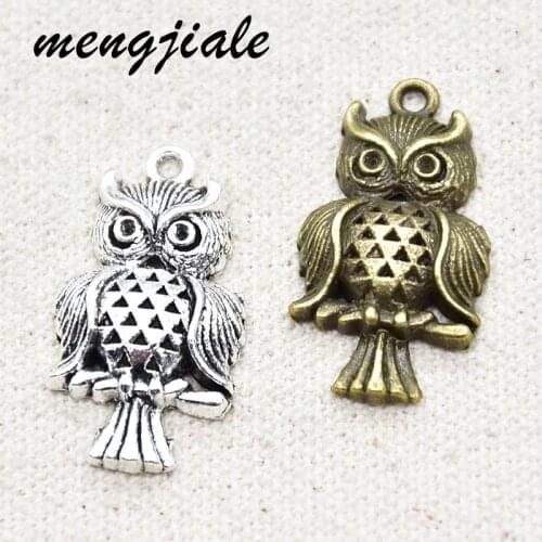 8pcs Wholesale Two Color Big Owl Charms Zinc Alloy Metal Animals Pendants For DIY Handmade Jewelry Accessories Making 31*17mm