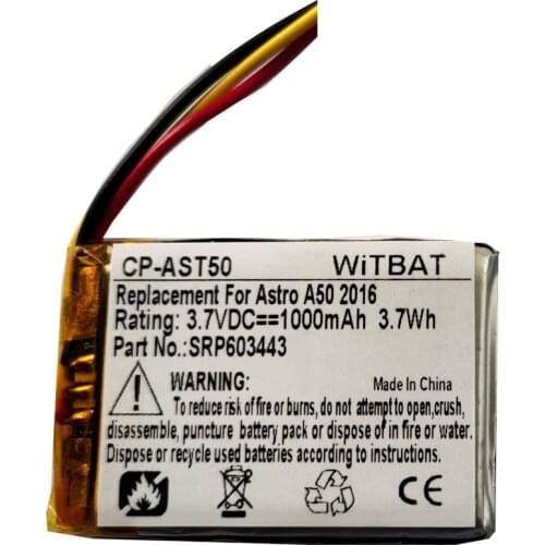 TTVXO 1000mAh Battery for Garmin Astro A50 Game Headset Battery SRP603443