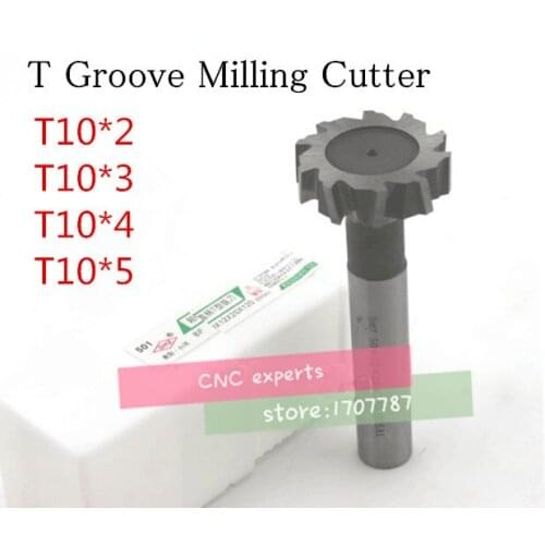 Free delivery 4PCS 10*2*3*4*5 high speed steel Straight shank T groove milling cutter T type Straight shank milling cutter