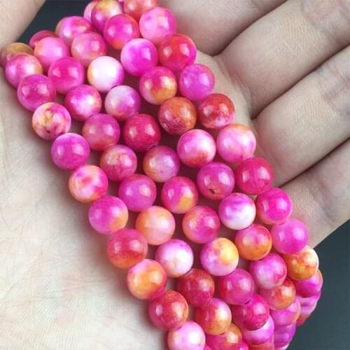 Natural Pink Yellow Persian Jades Stone Beads Round Loose Spacer Beads For Jewelry Making DIY Bracelet Necklace 15'' 6/8/10/12mm