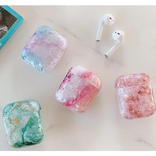 Colorful Shell Texture Earphone Case For AirPods 2 1 Case Cute Soft Solid Color Protective Cover for AirPod Air Pods 2 Coque